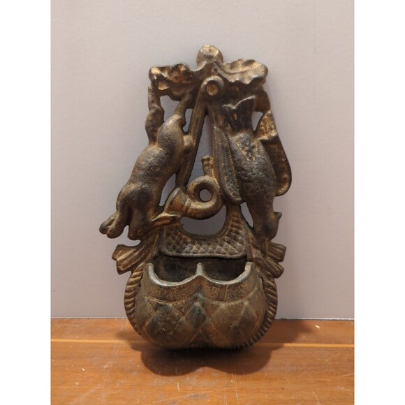 1870s Large Brass Hunting Rabbit Bird Match Safe/Match Stick Holder - Picture 1 of 6